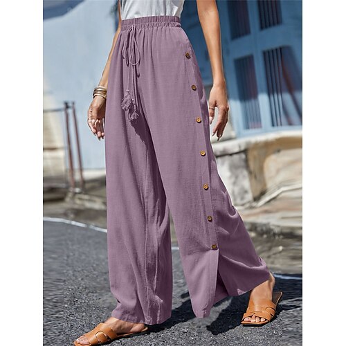 

Women's Linen Pants Pants Trousers Linen Depression Green Red Blue High Waist Streetwear Casual Comfort Vacation Casual Daily Weekend Pocket Micro-elastic Full Length Comfort Plain S M L XL 2XL