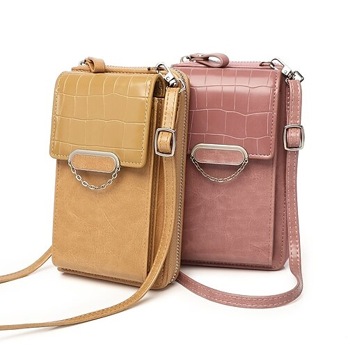 

Women's Crossbody Bag Shoulder Bag Mobile Phone Bag PU Leather Daily Holiday Zipper Adjustable Large Capacity Lightweight Solid Color Black Pink Red