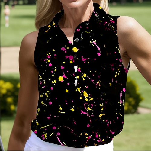 

Women's Polo Shirt Golf Shirt Button Up Polo Breathable Quick Dry Moisture Wicking Sleeveless Golf Apparel Golf Clothes Regular Fit Tie Dye Summer Tennis Golf Pickleball