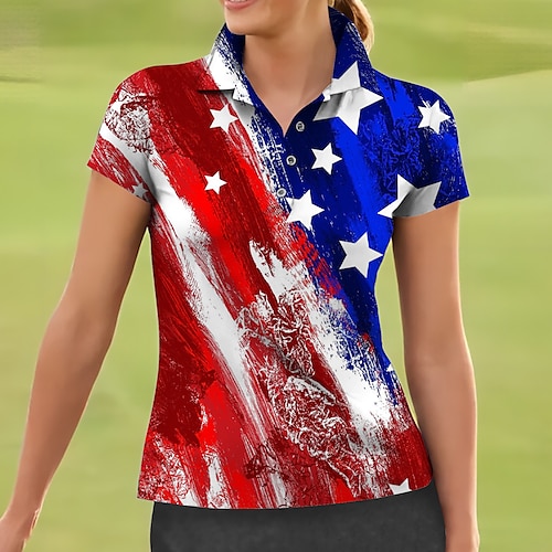 

Mujer Camisas de polo Camiseta de golf Polo con botones Transpirable Secado rápido Dispersor de humedad Manga Corta Ropa de golf ropa de golf Ajuste regular Bandera Verano Tenis Golf pepinillo