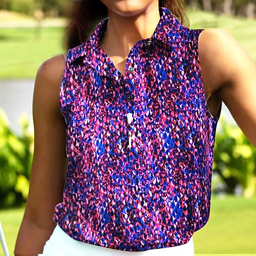 

Mujer Camisas de polo Camiseta de golf Polo con botones Transpirable Secado rápido Dispersor de humedad Sin Mangas Ropa de golf ropa de golf Ajuste regular Impreso Verano Tenis Golf pepinillo