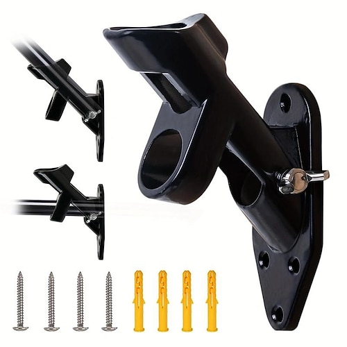 

Flag Pole Holder Bracket, 2-Position Wall Mounting Flag Pole Bracket With Steel Hardwares For 1 Flagpole, Made Of Aluminum Alloy