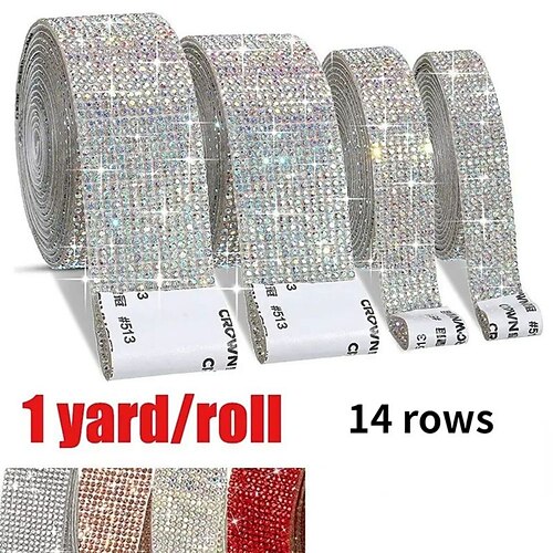 Self Adhesive Crystal Rhinestone Strips, Crystal Ribbon Bling