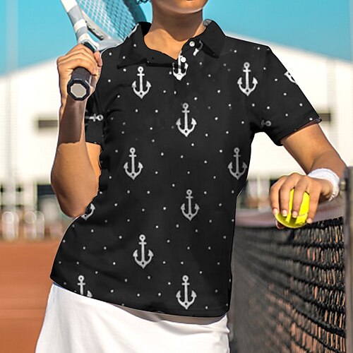 

Damen poloshirt Golfhemd Geknöpftes Poloshirt Atmungsaktiv Schnelltrocknend Feuchtigkeitsableitung Kurzarm Golfbekleidung Golfkleidung Regular Fit Punkt Bedruckt Sommer Tennis Golfspiel Pickleball