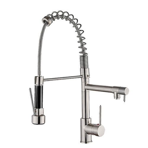 Kitchen Sink Mixer Faucet with Pull Out Sprayer, 360 Swivel Brass