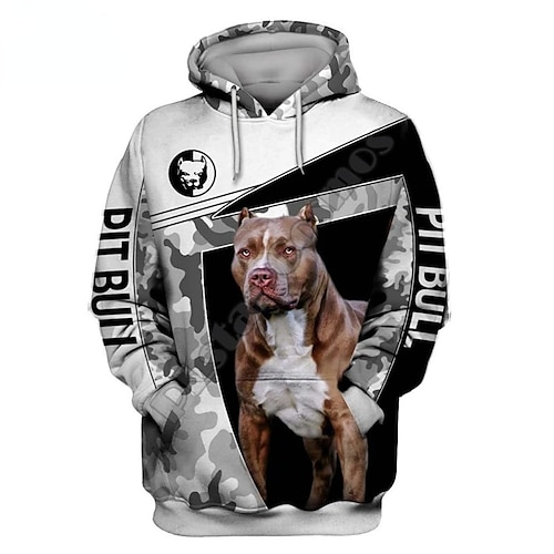 

Homme Sweat à capuche Gris Capuche Animal Chien Imprimés Photos Imprimer du quotidien Des sports 3D effet Vêtement de rue Design basique Printemps Automne Vêtement Tenue Pulls Capuche Pulls