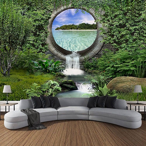 

fantaisie forêt paysage suspendu tapisserie mur art grande tapisserie murale décor photographie toile de fond couverture rideau maison chambre salon décoration