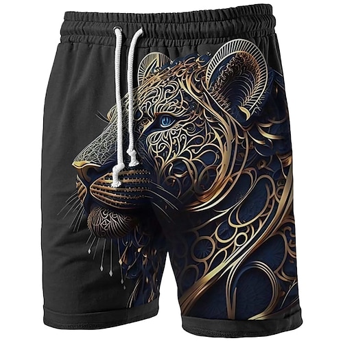 

Homens Shorts de moletom Shorts de praia Shorts Terry Com Cordão Cintura elástica Impressão 3D Gráfico Animal Leão Respirável Macio Curto Diário Feriado Streetwear Misto de Algodão Casual Roupa