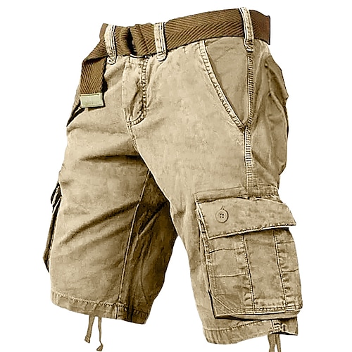 

Men's Cargo Shorts Shorts Hiking Shorts Leg Drawstring Multi Pocket Plain Wearable Knee Length Casual Daily Holiday 100% Cotton Sports Fashion Army Yellow Grass Green
