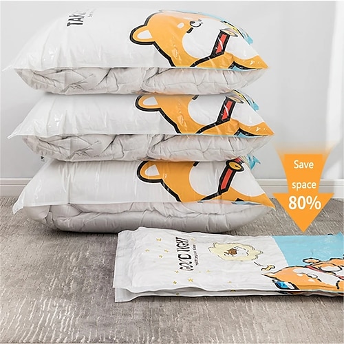 

6pcs/set Vacuum Compression Bag High Capacity Travel Exhaust Storage Bag Cartoon Small Shiba Inu Thickened Clothes Organizer Save Space