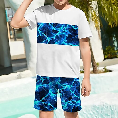 

2 Piezas Niños Chico Camiseta y Bermudas Conjuntodecamiseta Conjunto de Ropa Vestimenta Graphic Manga Corta Cuello redondo Establecer Exterior Impresiones 3D Activo Deportes Moda Verano Primavera