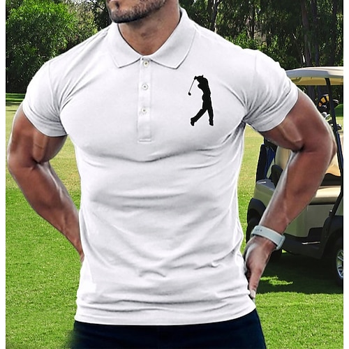 

Men's Polo Shirt Golf Shirt Button Up Polo Breathable Quick Dry Moisture Wicking Short Sleeve Golf Apparel Golf Clothes Regular Fit Solid Color Summer Tennis Golf Pickleball