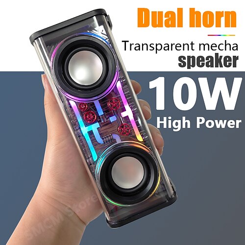 

alto-falantes de música v8/transparente mecha bluetooth 5.0 sem fio subwoofer tws rgb light alto-falante portátil mini alto-falante de festa