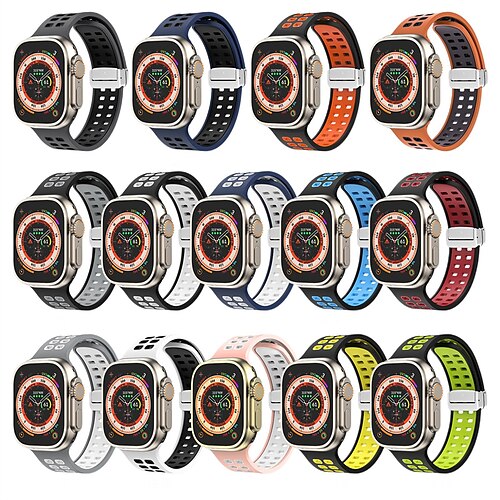 

Correa Deportiva Compatible con Apple Watch Correa 38mm 40mm 41mm 42mm 44mm 45mm 49mm cierre magnético Dos tonos Ajustable Silicona correa de repuesto para iwatch Series Ultra 8 7 SE 6 5 4 3 2 1