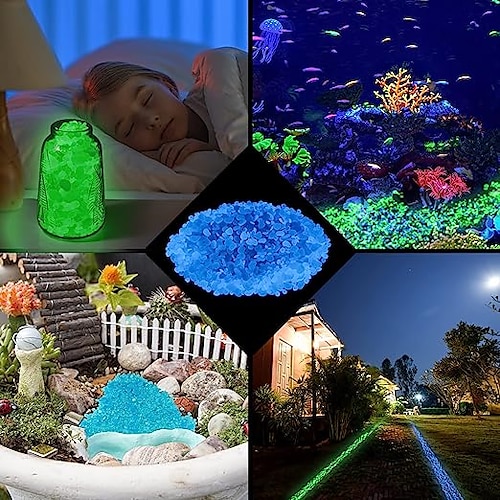 

50 pcs brillent dans les roches sombres, cailloux lumineux lumineux pour décorations intérieures et extérieures, jardin, pelouse, plante en pot, lit de fleurs, réservoir de poissons, allée d'aquarium.