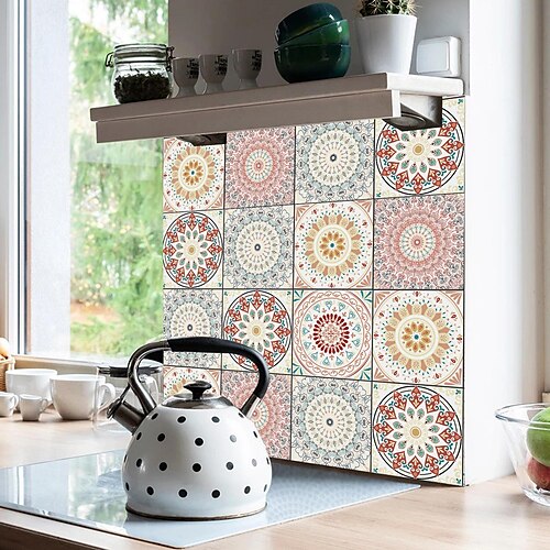 

pegatinas de azulejos pintadas a mano italianas decoración del piso pegatinas de pared de cocina transfronterizas autoadhesivas impermeables engrosadas pegatinas de piso mate