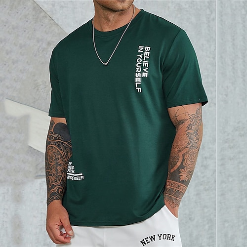 

Homens Camiseta Camisetas gráficas Letra Estampas Abstratas Gola Redonda Roupa Impressão A Quente Ao ar livre Rua Manga Curta Imprimir Moda Designer Casual