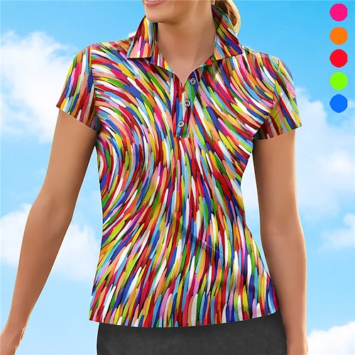 

Mujer Camisas de polo Camiseta de golf Polo con botones Transpirable Secado rápido Dispersor de humedad Manga Corta Ropa de golf ropa de golf Ajuste regular Impreso Verano Tenis Golf pepinillo