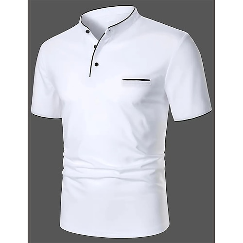 

Men's Polo Shirt Golf Shirt Street Casual Stand Collar Short Sleeve Fashion Basic Plain Classic Summer Regular Fit Navy Black White Red Polo Shirt