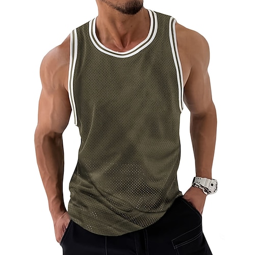 

Homme Débardeur Top Maillot de Corps T-shirt sans manches Bloc de couleur Rayure Col Ras du Cou Extérieur Sortie Sans Manches Vêtement Tenue Design Muscle Respirable