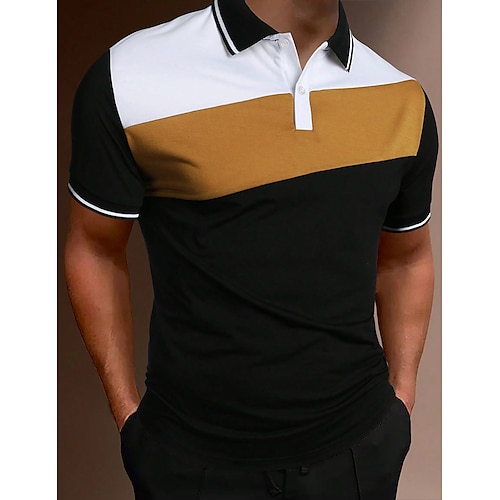 

Herren Polos mit Knöpfen Poloshirt Casual Festtage Kargen Kurzarm Modisch Basic Farbblock Klassisch Sommer Regular Fit Schwarzgrau Schwarz Weiß Rosa Dunkelmarine Schwarz-Weiß Polos mit Knöpfen