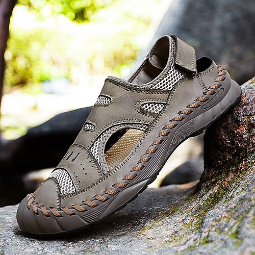 

Herren Sandalen Flache Sandalen Brautkleider schlicht Täglich Strand Wanderschuhe Kunststoff Atmungsaktiv Schwarz Khaki Grau Sommer Frühling