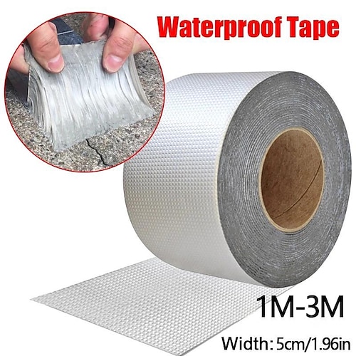 

1 Roll Waterproof Tape High Temperature Resistance Aluminum Foil Thicken Butyl Tape Wall Pool Roof Crack Duct Repair Sealed Self Tape