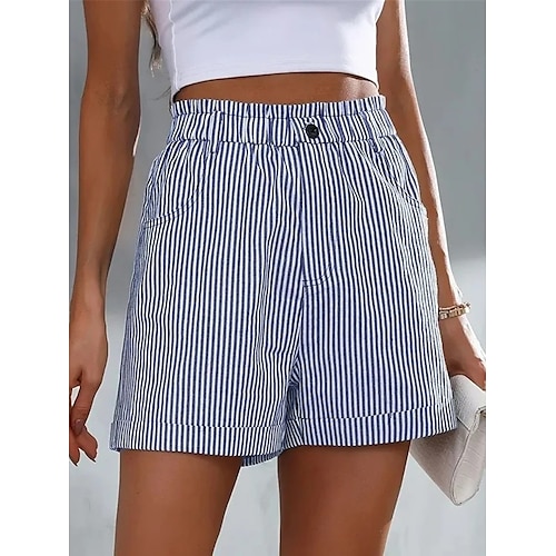 

Femme Short Noir Rouge Bleu Vêtement de rue Décontractées Confort Vacances Casual Quotidien Fin de semaine Poche Court Confort Rayé S M L XL 2XL