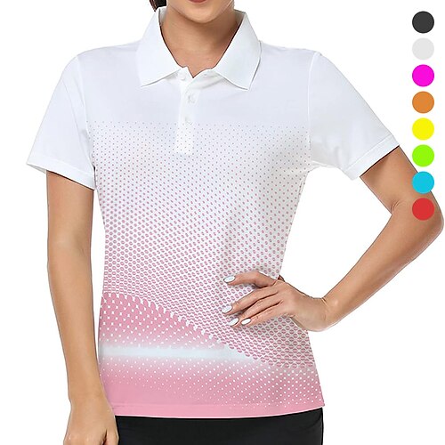 

Damen poloshirt Golfhemd Geknöpftes Poloshirt Atmungsaktiv Schnelltrocknend Feuchtigkeitsableitung Kurzarm Golfbekleidung Golfkleidung Regular Fit Blumen Farbverläufe Sommer Tennis Golfspiel