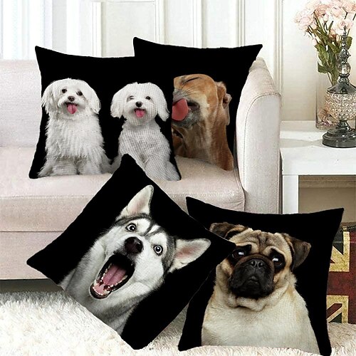 

Funda de almohada de doble cara de animales, funda de cojín cuadrada decorativa suave de 4 piezas, funda de almohada para dormitorio, sala de estar, sofá, silla
