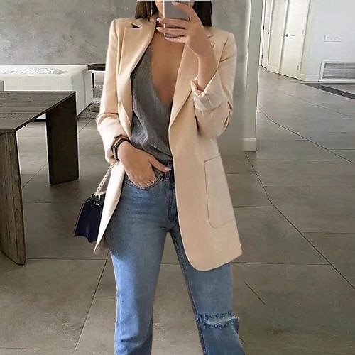 

Women's Blazer Open Front Business Office Blazer Outfit with Pocket Casual Clean Fit Formal Spring