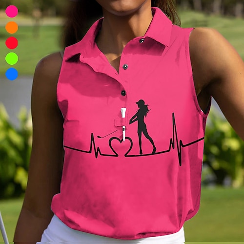 

Women's Polo Shirt Golf Apparel Golf Clothes Breathable Quick Dry Lightweight Sleeveless T Shirt Top Geometry Printed Summer Tennis Golf Pickleball