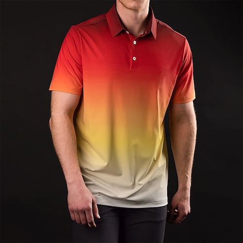 

Homens Camisa polo de caminhada Camisa de golfe Pólo de botões Respirável Secagem Rápida Pavio Humido Manga Curta Vestuário de golfe Roupas de golfe Normal Cores Gradiente Verão Tênis Golfe Pickleball