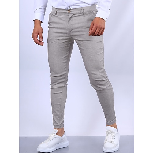 

Men's Trousers Chinos Chino Pants Pocket Plain Comfort Breathable Outdoor Daily Going out 100% Cotton Fashion Streetwear Black Khaki