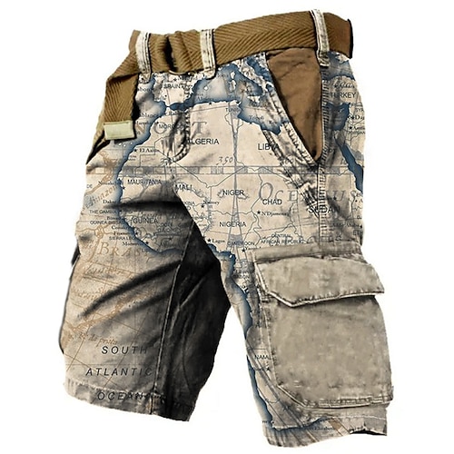 

Herren Shorts Kurze Hosen Sommer-Shorts Lässige Shorts Tasche Kordelzug Elastische Taille Graphic Karte Atmungsaktiv Weich Kurz Casual Täglich Festtage Modisch Strassenmode Khaki Mikro-elastisch