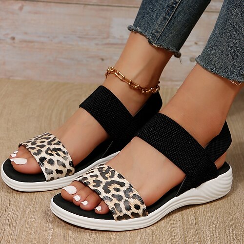 

Women's Sandals Comfort Shoes Platform Sandals Gladiator Sandals Roman Sandals Daily Walking Summer Flat Heel Round Toe Elegant Casual Minimalism Walking Shoes Faux Leather Loafer Solid Color Dark