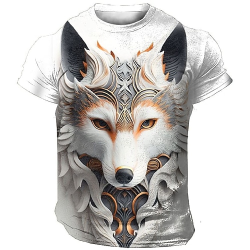 Men's T shirt Tee Graphic Animal Wolf Crew Neck Clothing Apparel 3D Print Outdoor Daily Short Sleeve Print Fashion Designer Vintage