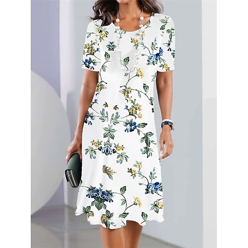 

Mujer Vestimenta casual Vestido de verano Vestido Estampado Floral Estampado Cuello Barco Mini vestido Moda Ropa de calle Exterior Diario Manga Corta Ajuste regular Rojo Azul Piscina Morado Verano