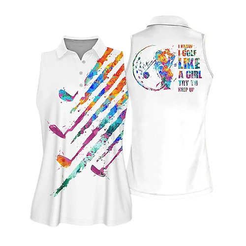 

Damen poloshirt Golfhemd Golfkleidung Atmungsaktiv Schnelltrocknend Weich Ärmellos Shirt Regular Fit Bedruckt Sommer Frühling Tennis Golfspiel Badminton