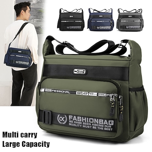 

Hombre Bolso bandolera Bolsa de hombro Portafolios Bolso de Mensajero Nailon Exterior Diario Cremallera Gran Capacidad Impermeable Plegable Color sólido Letra Negro Verde Trébol Gris Ligero