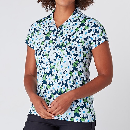 

Mujer Camisas de polo Camiseta de golf Polo con botones Transpirable Secado rápido Dispersor de humedad Manga Corta Ropa de golf ropa de golf Ajuste regular Floral Verano Tenis Golf pepinillo