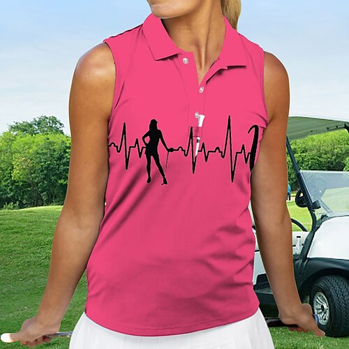 

Women's Polo Shirt Golf Shirt Button Up Polo Breathable Quick Dry Moisture Wicking Sleeveless Golf Apparel Golf Clothes Regular Fit Printed Summer Tennis Golf Pickleball