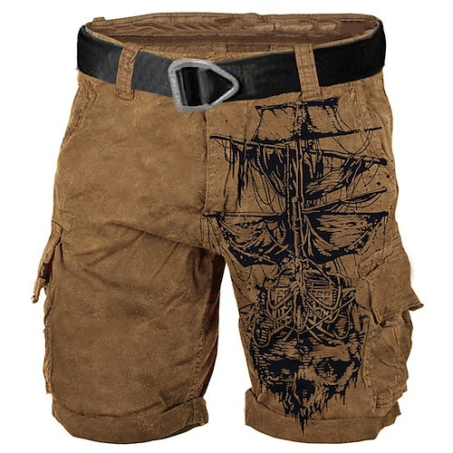 

Herren Shorts Kurze Hosen Sommer-Shorts Lässige Shorts Tasche Kordelzug Elastische Taille Graphic Schiff Atmungsaktiv Weich Kurz Casual Täglich Festtage Modisch Strassenmode Braun Mikro-elastisch