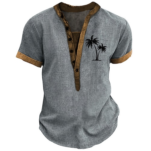 

Homens Camisa Henley Gráfico Palmeira Henley Roupa Impressão 3D Ao ar livre Diário Manga Curta Botão para baixo Imprimir Moda Casual Confortável