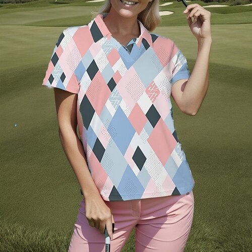 

Women's Polo Shirt Golf Shirt Golf Clothes Breathable Quick Dry Soft Short Sleeve Top Regular Fit Geometry Summer Spring Tennis Golf Badminton
