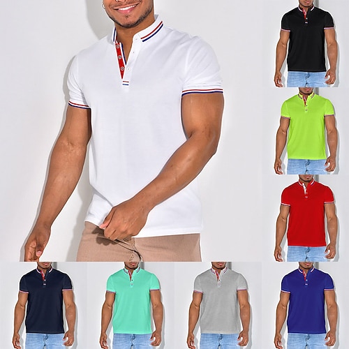 

Men's Polo Shirt Golf Shirt Casual Holiday Classic Short Sleeve Fashion Basic Plain Quick Dry Summer Regular Fit Apple Green Dark red Black White Dark navy Navy Blue Polo Shirt