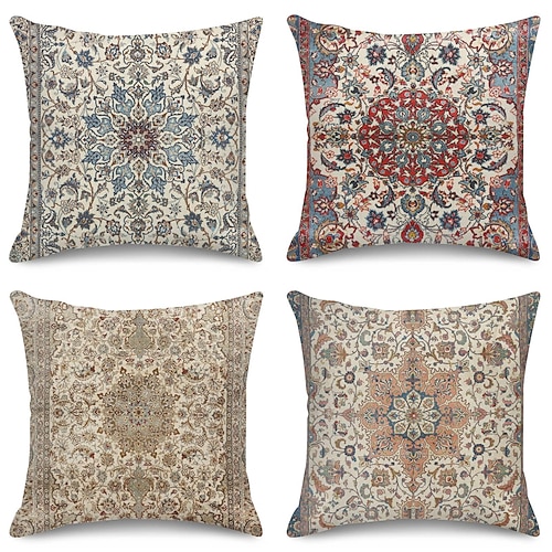 

Mandala-Bohemien-Doppelseiten-Kissenbezug, 4-teilig, Bauernhaus, weich, dekorativ, quadratischer Kissenbezug, Kissenbezug für Schlafzimmer, Wohnzimmer, Sofa, Couch, Stuhl