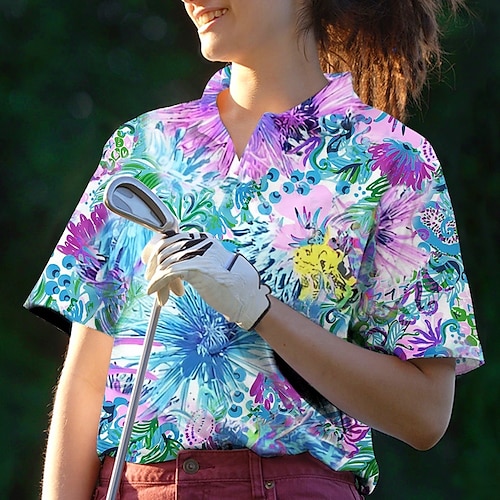 

Damen poloshirt Tennis Shirt Golfbekleidung Atmungsaktiv Schnelltrocknend Leichtgewichtig Hemd T-Shirt Blumen Bedruckt Sommer Tennis Golfspiel Pickleball