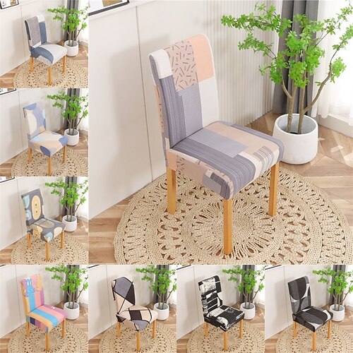 

Funda para silla de comedor, funda elástica para asiento de casa de campo, funda lavable de licra, protector de cocina para comedor, ceremonia de boda, duradera