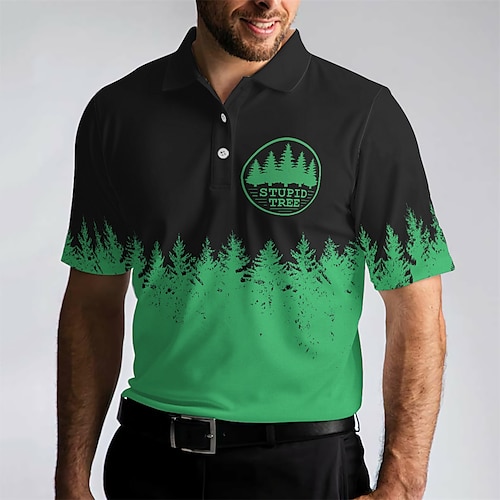 

Homens Camisa polo de caminhada Camisa de golfe Pólo de botões Respirável Secagem Rápida Pavio Humido Manga Curta Vestuário de golfe Roupas de golfe Normal Estampado Verão Tênis Golfe Pickleball